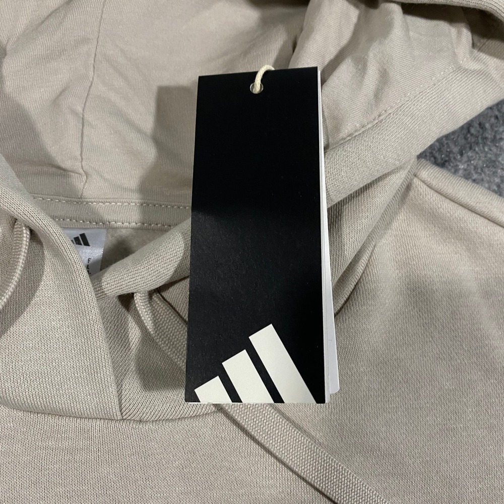 Adidas Trefoil Floral Logo Hoodie Womens XL Beige Pullover Fleece Sweatshirt - Picture 8 of 16